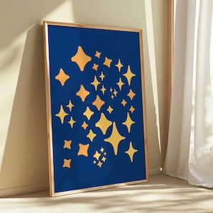 Navy Blue Star Print: Golden Twinkle Nursery Wall Art (Digital Download)