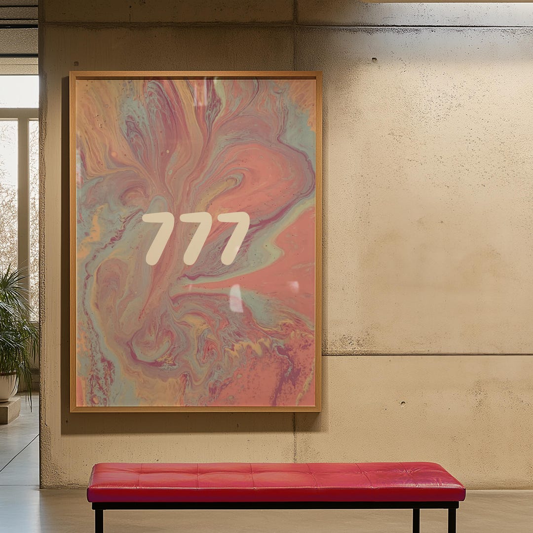 Colorful Numbers 777 777 Angel Number Print | Abstract Pastel Wall Art | Spiritual ...