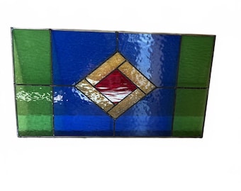 Panel de vidrieras Art Déco coloridas de plomo de 18x10
