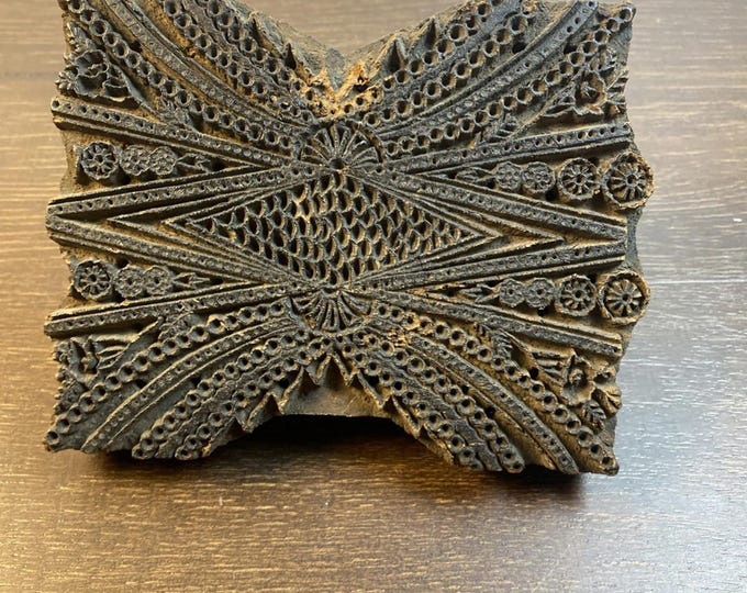 Vintage Old Hand Carved Wooden Textiles Fabric Printing Block Stamp ...