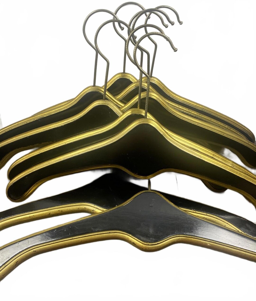 Cloths Rack Mcm Vintage Hollywood Regency MCM Wooden Clothes Hangers Gold Black Set of ...