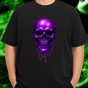Purple Drip Skull T-Shirt: Gothic Streetwear, Horror Art Tee, Horror Art, Skull T-Shirt, Goth Gifts, Skull Graphic Tee, Gothic Gifts