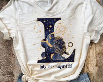 Leo Zodiac Shirt, Celestial Lion Astrology Tee, Leo Shirt, July August Birthday Gift, Leo Horoscope Shirt, Leo Gift, Leo Sign Tee