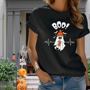 Spooky Ghost Coffee Shirt, Halloween Lover Tee