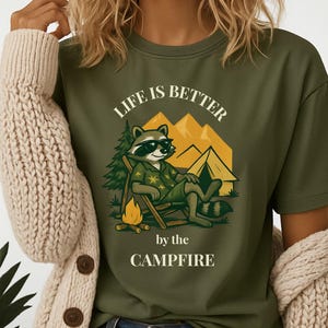 Camping Shirt | Camping Gift | Life Is Better By The Campfire Shirt | Cute Raccoon Tee | Camping Gear | Camping Lover Gift | Hiking Shirt