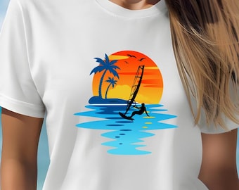 Sunset Beach Graphic Tee: Soft Cotton Surf Shirt, Beach shirt, Vacation Shirt, Surf Sunset Shirt, Summer T-Shirt,