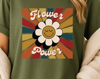 Retro Flower Power Shirt, 70s Groovy Hippie Style