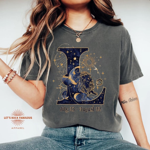 Leo Zodiac Shirt, Celestial Lion Astrology Comfort Colors Tee, Leo Shirt, July August Birthday Gift, Leo Horoscope Shirt, Leo Gift