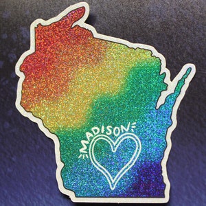 Madison WI Pride Vinyl Sticker Glittery Sparkles Wisconsin