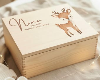 Personalisierbare Baby Erinnerungsbox, Taufgeschenk, Babygeschenk Geburt, Geburtsgeschenk, Erinnerungskiste Holz, Aufbewahrung Kinderzimmer