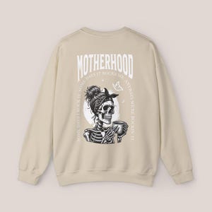 Motherhood Backprint Sweater, Mothersday Gift, Mom Sweatshirt, Motherhood Gift, Mom Jumper, New Born Mom Gift, Birth Gift, Mother's Day Gift Sand