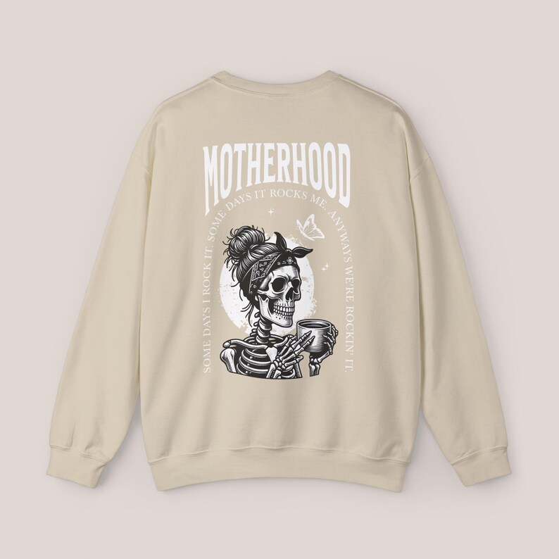Motherhood Backprint Sweater, Mothersday Gift, Mom Sweatshirt, Motherhood Gift, Mom Jumper, New Born Mom Gift, Birth Gift, Mother's Day Gift Sand