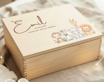 Personalisierbare Baby Erinnerungsbox, Taufgeschenk, Babygeschenk Geburt, Geburtsgeschenk, Erinnerungskiste Holz, Aufbewahrung Kinderzimmer