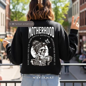 Motherhood Backprint Sweater, Mothersday Gift, Mom Sweatshirt, Motherhood Gift, Mom Jumper, New Born Mom Gift, Birth Gift, Mother's Day Gift immagine 1