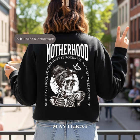 Motherhood Backprint Sweater, Mothersday Gift, Mom Sweatshirt, Motherhood Gift, Mom Jumper, New Born Mom Gift, Birth Gift, Mother's Day Gift
