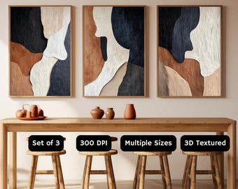 Set of 3 Japandi Beige Abstract Prints | Wabi Sabi Home Decor (Digital Download)