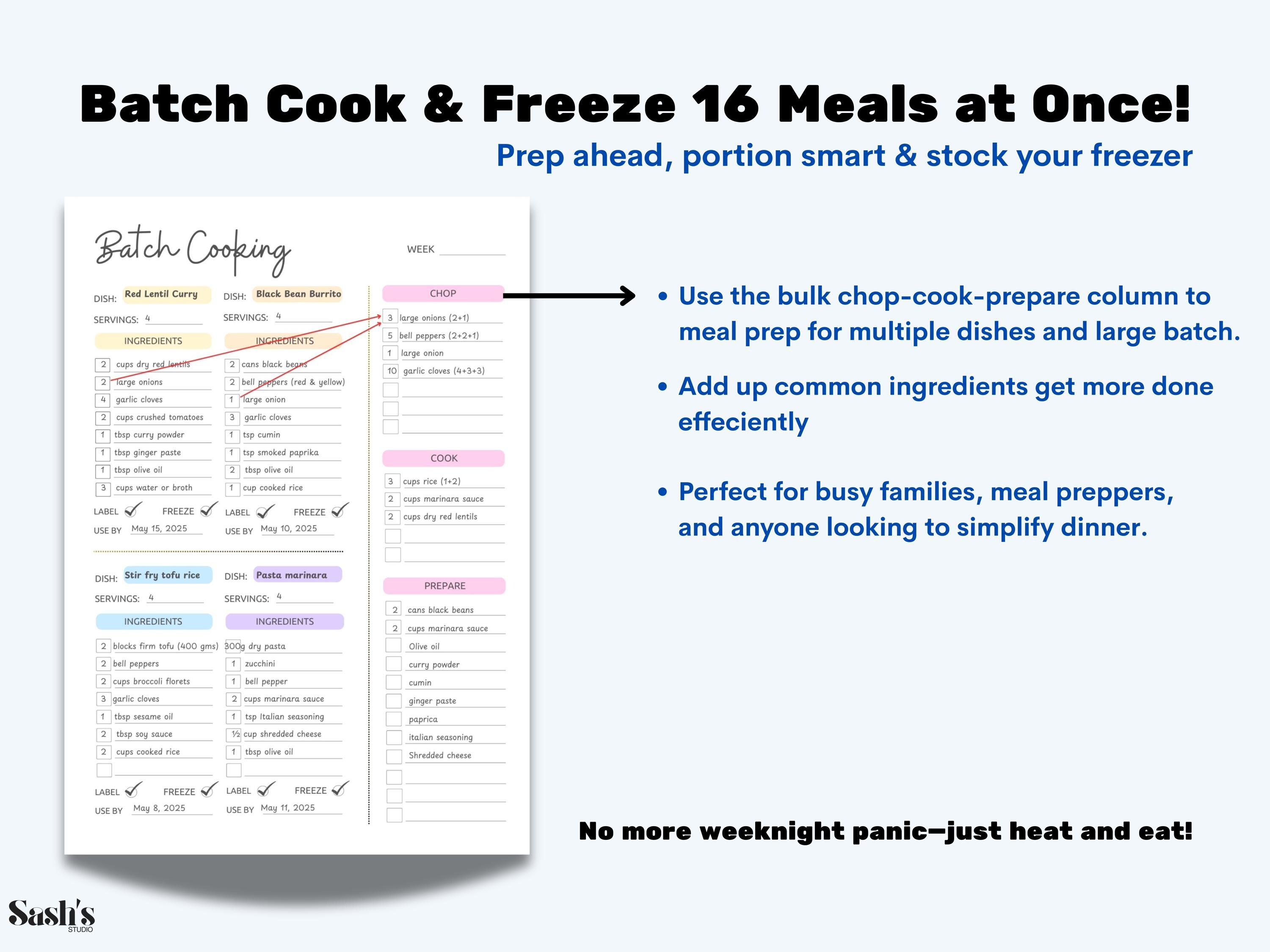 Weekly Meal Planner Printable Bundle | Grocery List, Batch Cooking Kit ...