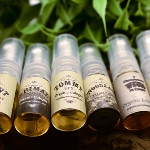 MEN 's ORGANIC Perfume Set / Natural Cologne / Mini Spray Sampler / Cologne / Fathers day gift / 6 Sexy Natural Scents image 2