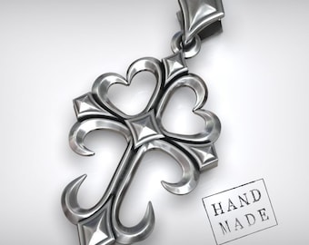 Knights Templar Pendant - Sterling Silver Gothic Cross Design