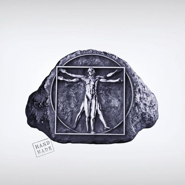 Vitruvian Man Sterling Silver Signet Ring – Handmade Da Vinci Art Jewelry