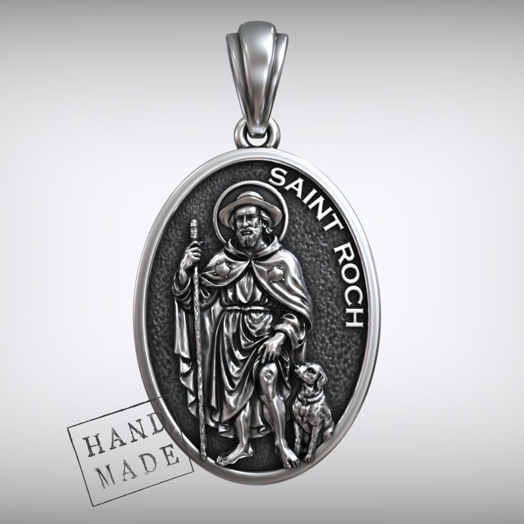 Saint Roch Medal Necklace: Patron Saint of Healing, Dog Symbol - Etsy