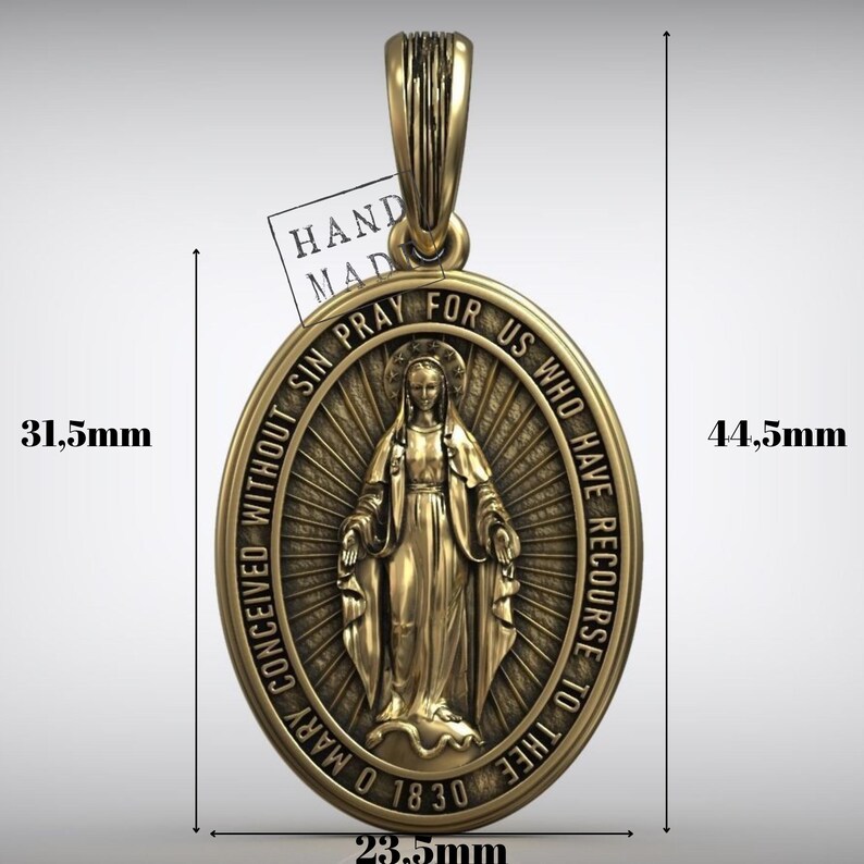 Virgin Mary Miraculous Medal Pendant - Oval Sterling Silver Necklace - Etsy
