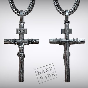 Kruisketting kruisbeeld, kruis hanger ketting, INRI kruis hanger religieus kruisbeeld hanger, zilveren ketting voor mannen, cadeau voor hem of haar