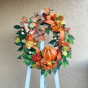 Fall wreath, grapevine wreath, Fall Decor,, Door Wreath, Fall Pumpkin wreath, Housewarming Gift, Home Decor
