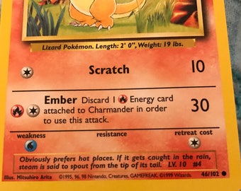 charmander first edition card POKEMON From the 1990's. Smoke-free Home RarityPromo Hit Points80 HP Fire Ember (30) Discard an Energy from this Pokemon. Charmander #1 Prices | Pokemon