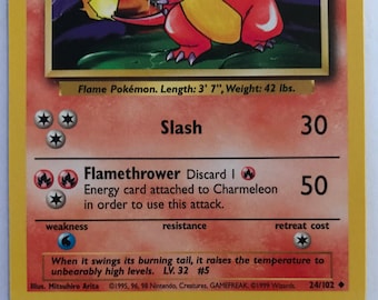 Rare Charmeleon Pokemon Card from the 1990's. Mint condition.