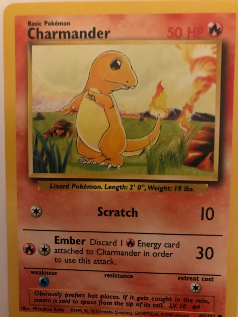 CHARMANDER POKEMON CARD from the 1990's. Smokefree home