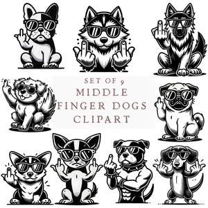 Doigt du milieu animal PNG, lot de cliparts chien majeur, baise des cliparts, PNG, jurer des cliparts, clipart chien, chien avec le doigt Png, drôle de chien Clip Art