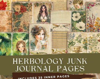 Apothecary Junk Journal Pages – 35 Herbal Junk Journal Digitals, Botanical Junk Journal Printable Paper, Herbology Junk Journal, 300DPI