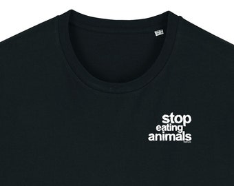 deja de comer animales Camiseta unisex vegana ropa justa algodón orgánico