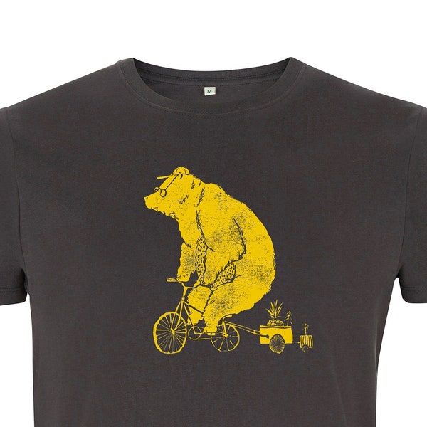 T-Shirt Halfbird Bär auf Fahrrad aus 100% Biobaumwolle Dark Charcoal