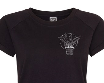 Camiseta mujer raglán hoja sierra cactus algodón orgánico feria ILI4