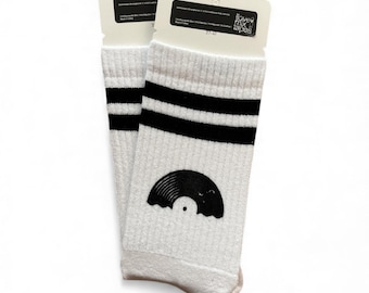 Vinyl Sun Socken | Handbedruckte Bio Socken | Schallplatten | Geschenk für Musikliebhaber | Fair & Nachhaltig | Unisex