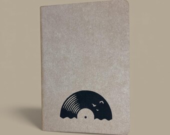 Notizbuch A6 „Vinyl Sun“ | Handbedruckt & Recycelt | Liniert