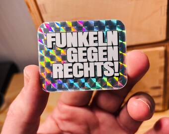 Prismatisch Funkeln gegen Rechts – wasserfester Vinyl-Aufkleber für Laptop & Flasche