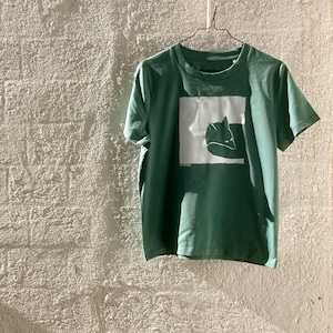 Grünes Damen T-shirt Bio-Baumwolle - Commercio equo e solidale - Fox in a Box Design - Nachhaltige Mode