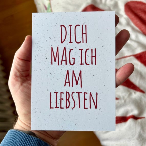 Postkarte „dich mag ich am liebsten“ – Lustige Typografie Karte für den Lieblingsmenschen