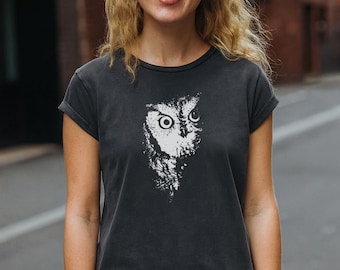 Women’s Organic T-Shirt “Owl” | Sustainable Fair Fashion | Vegan & Eco-Friendly | Stone Washed Vintage Look
