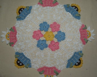 Peeking Flowers Crochet Doily Pattern