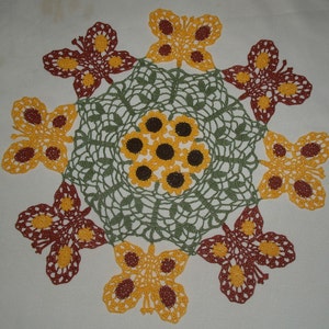 Butterfly- Butterflies and Sunflowers Crochet Doily Pattern