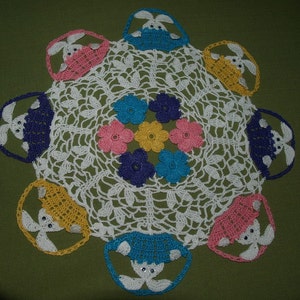 Easter Peeking Bunnies In Baskets Doily  Crochet Pattern