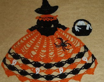 Halloween Witch Doily Girl Crochet Pattern