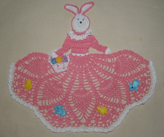 Easter Bunny Cronoline Lady Crochet Doily