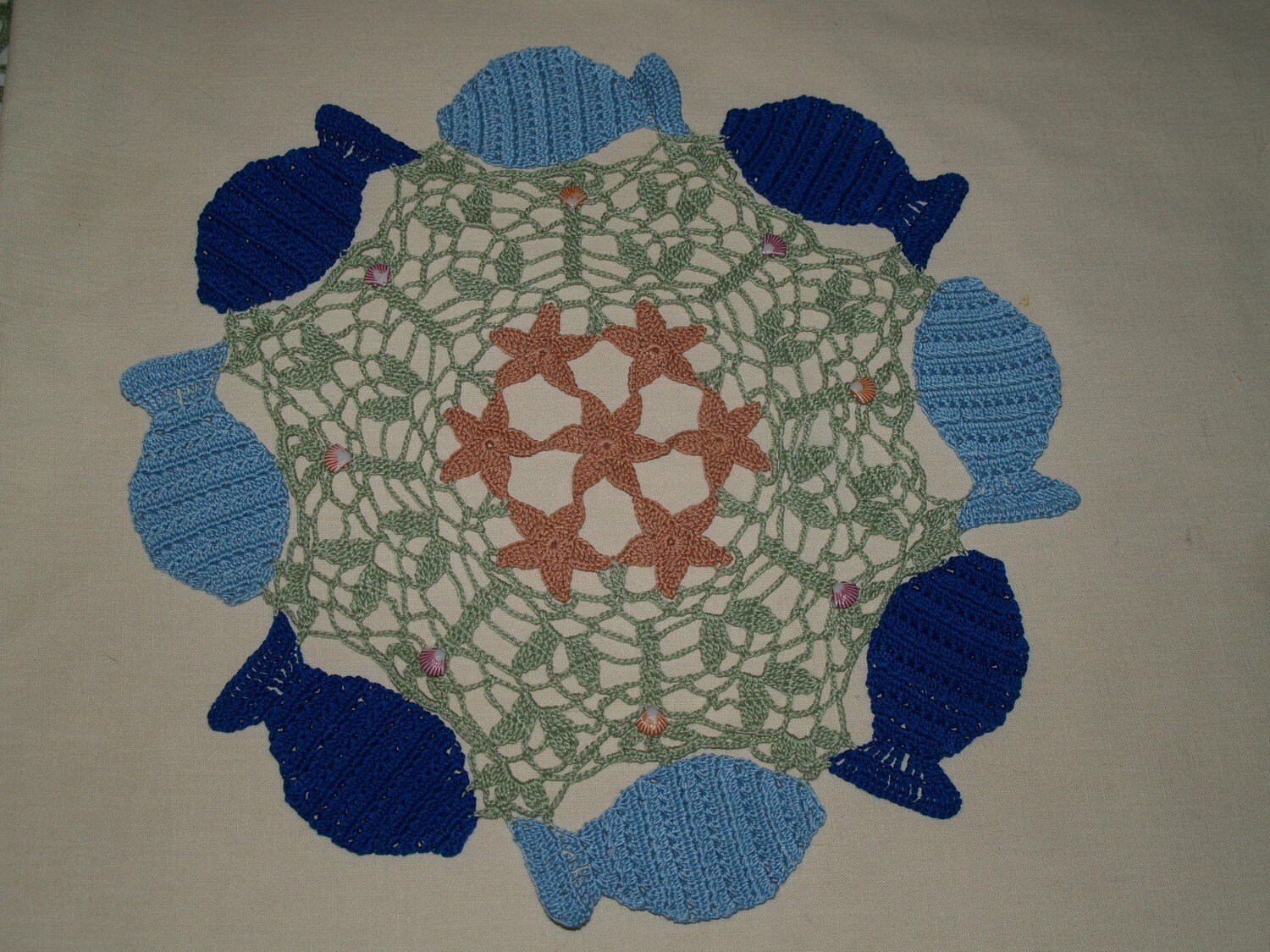 Circle of Fish Crochet Doily Pattern