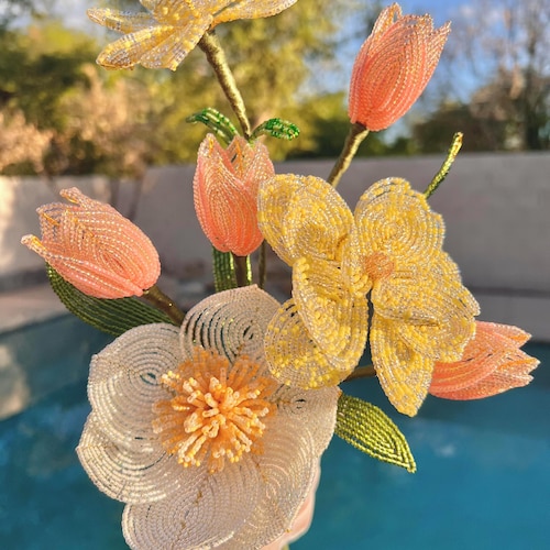 Custom Beaded Flower Bouquet - Etsy