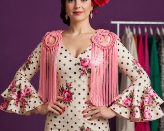 Flamenco Fringe Shoulder Pieces | Handmade Crochet Epaulettes with Long Silk Fringe | Spanish Dance Costume |